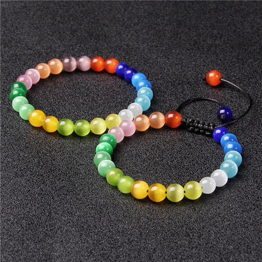 Natural Rainbow Cat's Eye 'GOOD LUCK' Bracelet